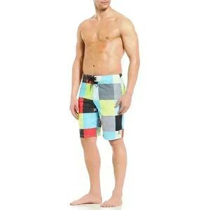 Hurley Mens Multi-Color Plaid Board Shorts Size 33